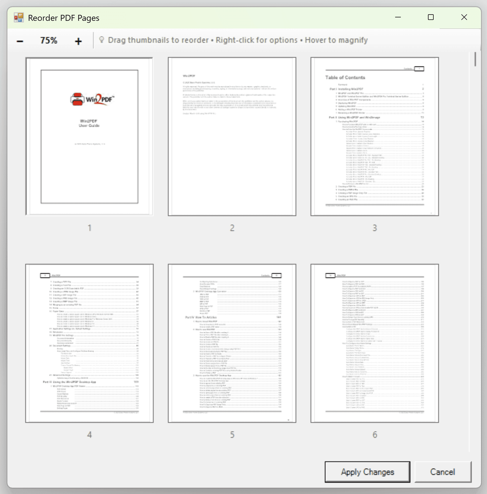 Win2PDF Desktop - Reorder Pages Win2PDF Desktop - Reorder Pages